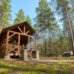 Беседка с мангальной зоной в сосновом парке отдыха, Красноярск